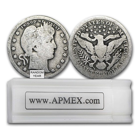 90% Silver Barber Quarters 40-Coin Roll Good/Better 90% Silver Barber Quarters 40-Coin Roll Good/Better